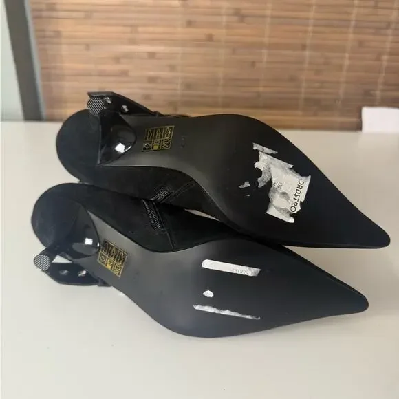 Jeffrey Campbell Seatbelt Black Suede Black Patent Buckle Heel Boots - Picture 9 of 11